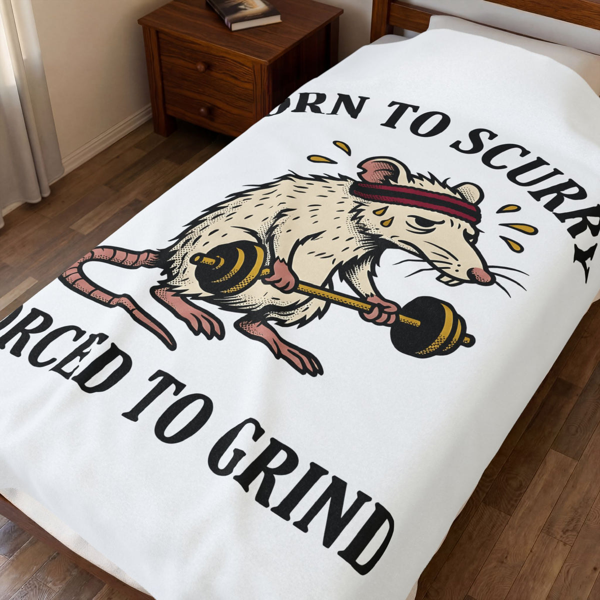 Gym Rat Blanket Funny Animal Gift Women Cartoon Blanket Bodybuilder Blanket Humor Fan Comic Blanket Creature Graphic Vintage Dumbbell Blanket
