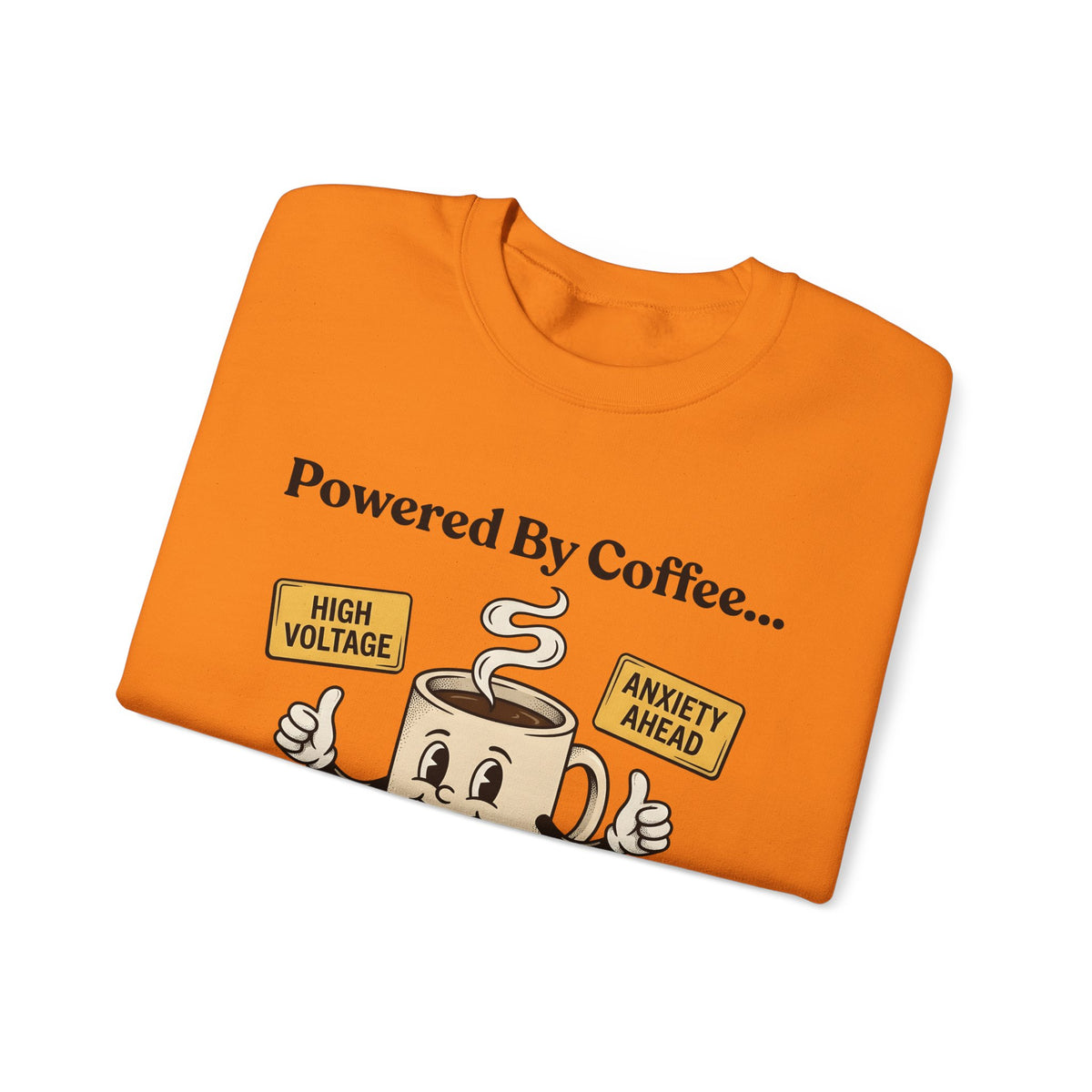 Coffee Cup Mascot Sweatshirt Coffee Jokes Gift Women Comic Sweatshirt Sweatshirt Sweatshirt Caffeine Fan Cartoon Sweatshirt Humor Graphic Retro Caution Symbols Sweatshirt