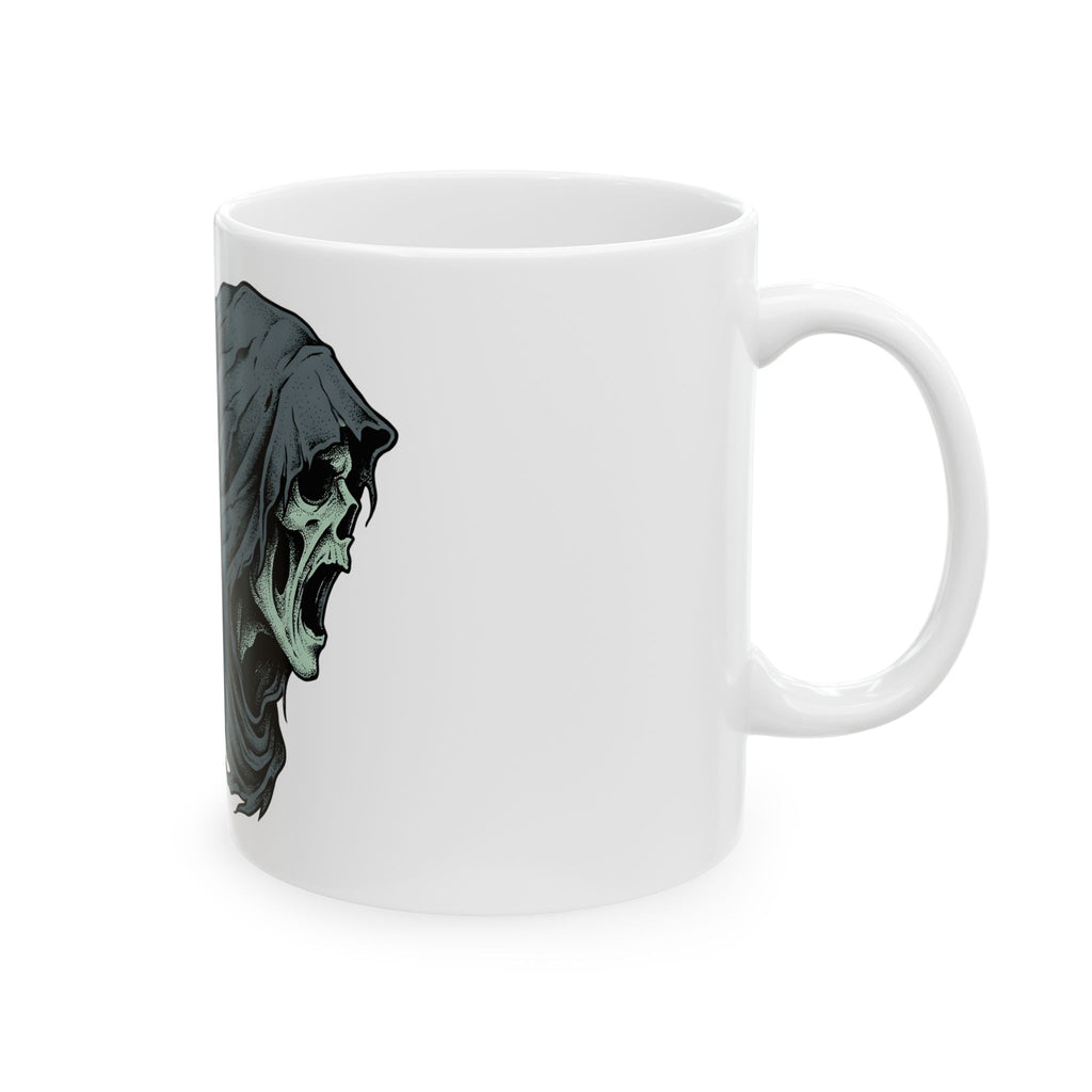 Skeleton Skull Mug Halloween Scary Gift Women Gothic Mug Skull Mug Horror Fan Dark Mug Fright Graphic Hand Drawn Ripped Cloak