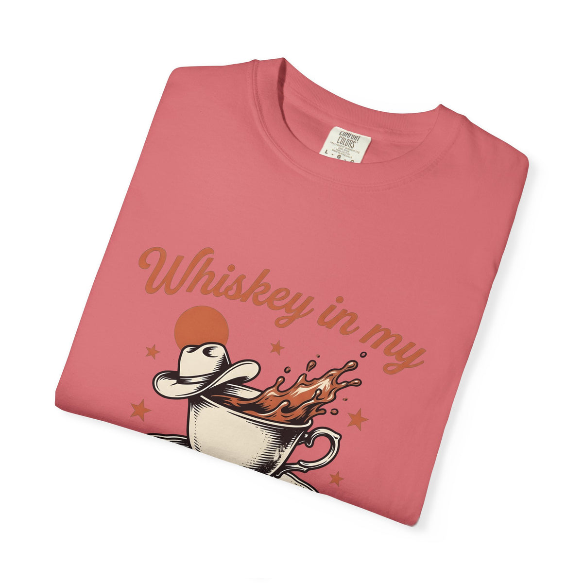 Hot Drink Western Hat T-Shirt Cowgirl Rodeo Gift Women Distressed T-Shirt Coffee T-Shirt Cowgirl Fan Vintage T-Shirt Rodeo Graphic Retro Shines