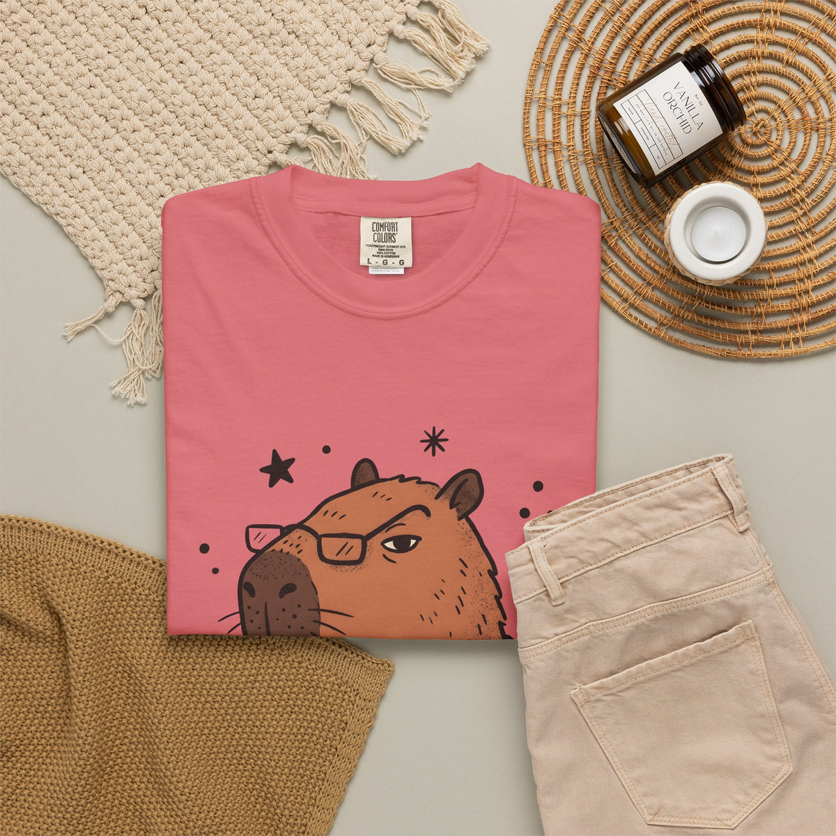 Capybara Specs T-Shirt Funny Fauna Gift Women Caricature T-Shirt Rodent T-Shirt Humor Fan Cartoon T-Shirt Wildlife Graphic Line Art Jumper T-Shirt