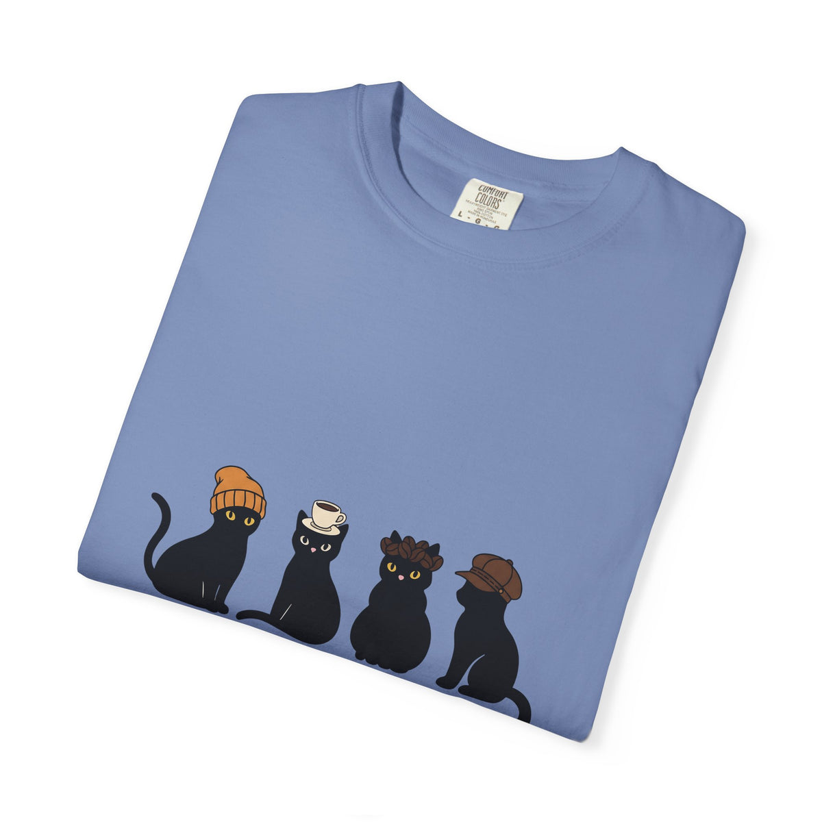 Black Cat T-Shirt Cat Cafe Gift Women Kawaii T-Shirt Kitty T-Shirt Cat Fan Feline T-Shirt Coffee Graphic Minimal Simple Hat T-Shirt