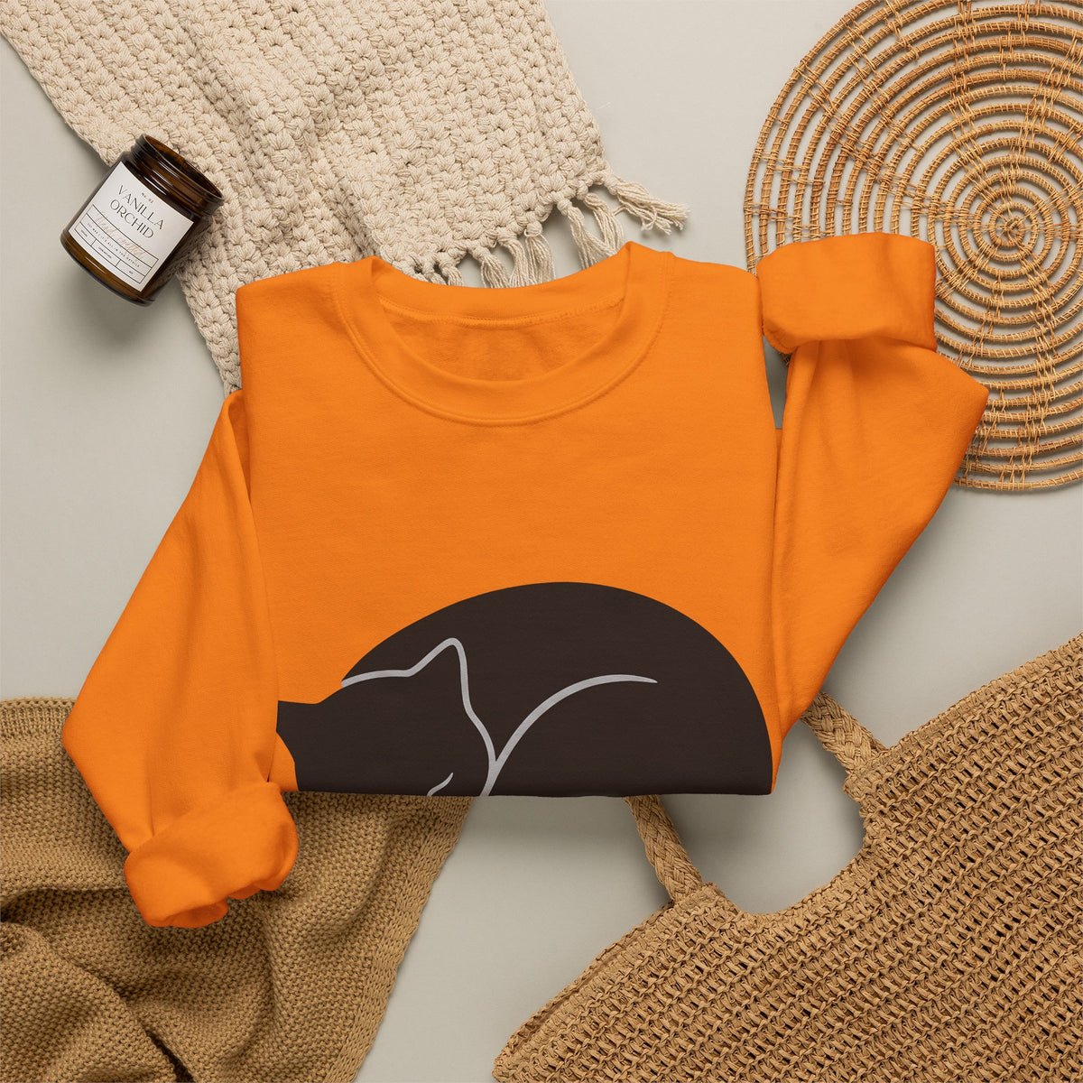 Dozing Feline Sweatshirt Cat Creature Gift Women Geometric Sweatshirt Cat Sweatshirt Kitty Fan Abstract Sweatshirt Beast Graphic Minimalist Claw Sweatshirt