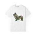 Corgi Blossom T-Shirt Dog Wildlife Gift Women Garden T-Shirt Puppy T-Shirt Dog Fan Animal Graphic Illustration T-Shirt Hand Drawn Fruit T-Shirt
