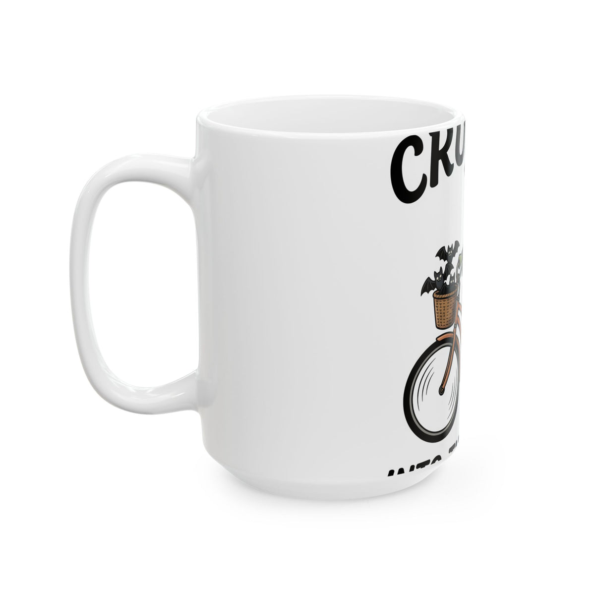 Witch Cycle Mug Halloween Prank Gift Women Doodle Mug Witchcraft Mug Horror Fan Witchy Mug Prank Graphic Classic Bat Silhouette