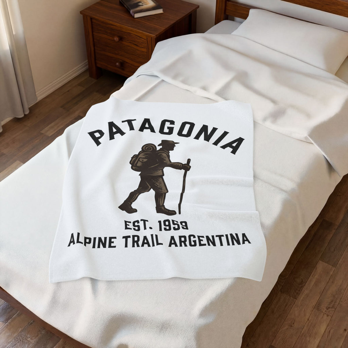 Hiking Figure Blanket Hiking Travel Gift Women Old School Blanket Trekker Blanket Hiker Enthusiast Retro Blanket Explorer Graphic Classic Rucksack