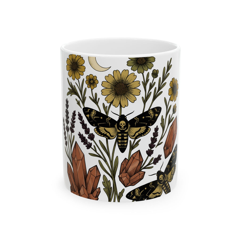 Skull Moth Halloween Magic Gift Hippie Deathshead Moth Spooky Fan Occult Retro Gemstone Mug