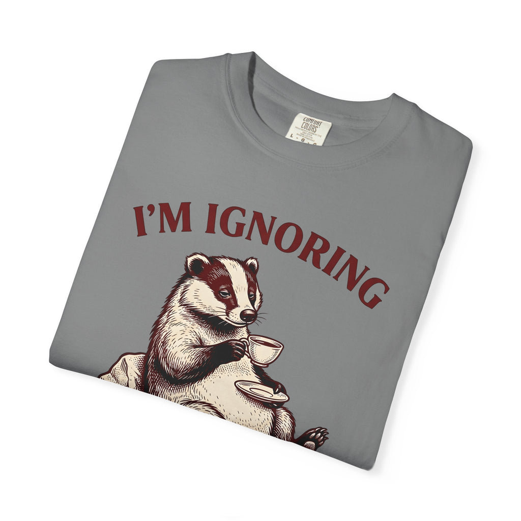 Badger Tea Funny Creatures Gift Sketch Tea Humor Fan Drawing Cartoon Tea Cup T-Shirt
