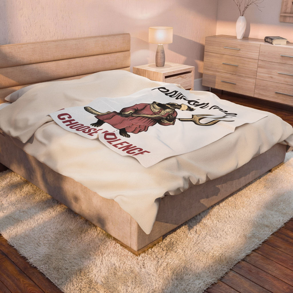 Badger Attire Blanket Funny Critter Gift Women Rustic Blanket Badger Blanket Humor Fan Folk Blanket Animal Graphic Doodle Fork Tool Blanket