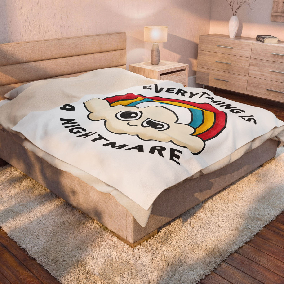 Rainbow Cloud Blanket Funny Sarcasm Gift Women Bold Graphic Blanket Colorful Blanket Humor Fan Graphic Design Sarcastic Graphic Retro Humor Blanket