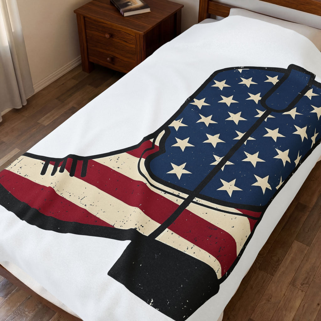 Leather Boot Blanket America Rodeo Gift Women Heritage Blanket Boot Blanket American Fan Boots Blanket Rodeo Graphic Antique Star Symbols Blanket