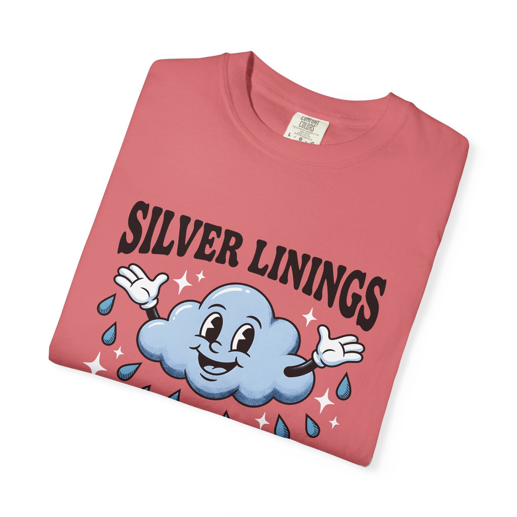 Happy Cloud T-Shirt Funny Positivity Gift Women Cartoon T-Shirt Cloud T-Shirt Humor Fan Comic T-Shirt Optimistic Graphic Retro Raindrops T-Shirt