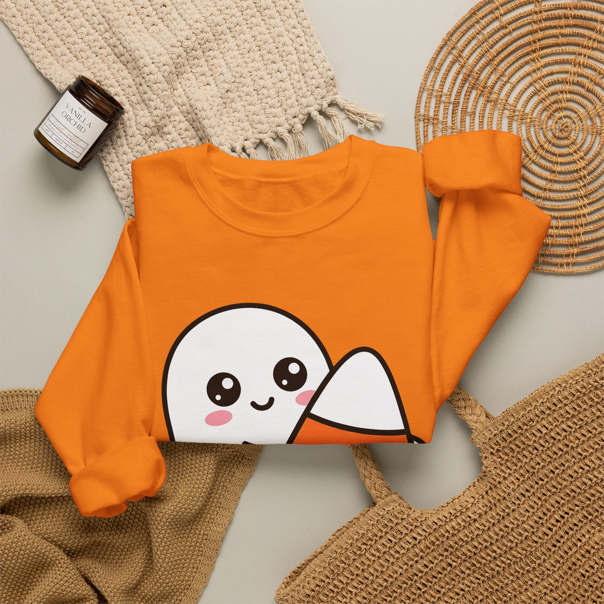 Ghost Sweet Corn Halloween Treats Gift Lovable Sweetcorn Spooky Fan Cute Sweets Clean Happy Sweatshirt