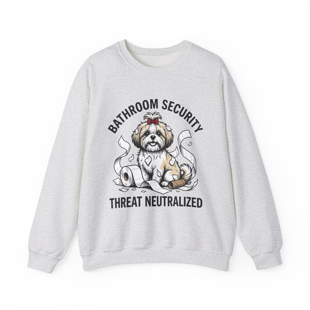 Shih Tzu Puppy Sweatshirt Dog Joke Gift Women Comic Sweatshirt Puppy Sweatshirt Dog Fan Cartoon Sweatshirt Humor Graphic Sketch Bathroom Paper Sweatshirt