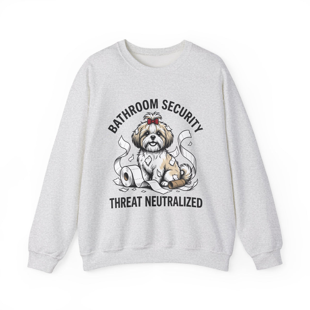 Shih Tzu Puppy Sweatshirt Dog Joke Gift Women Comic Sweatshirt Puppy Sweatshirt Dog Fan Cartoon Sweatshirt Humor Graphic Sketch Bathroom Paper Sweatshirt
