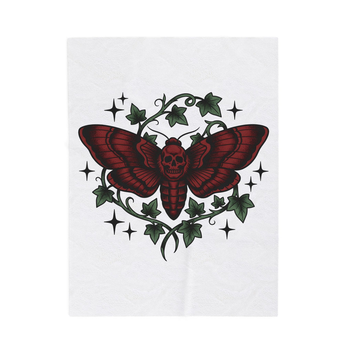 Skull Moth Blanket Halloween Gothic Gift Women Tattoo Blanket Deathshead Moth Blanket Horror Fan Dark Art Blanket Gothic Graphic Vintage Ivy Blanket