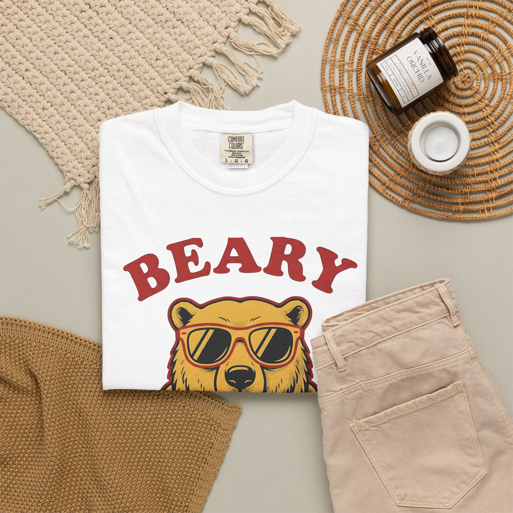 Bear Shades T-Shirt Christmas Wildlife Gift Women Comic T-Shirt Teddy T-Shirt Xmas Fan Cartoon T-Shirt Animal Graphic Retro Neck Wrap T-Shirt