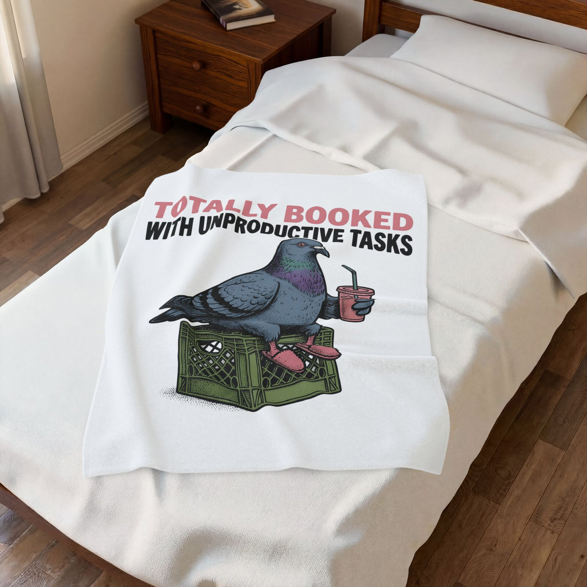Pigeon Drawing Blanket Funny Wildlife Gift Women Comic Blanket Dove Blanket Humor Fan Cartoon Blanket Animal Graphic Classic Coffee Cup Blanket