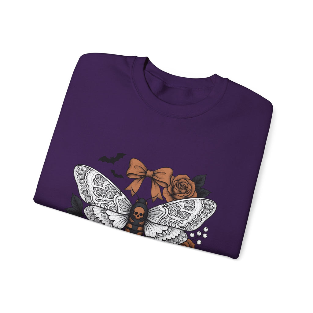 Skull Butterfly Sweatshirt Halloween Horror Gift Women Body Art Sweatshirt Sugar Skull Sweatshirt Horror Fan Tattoo Sweatshirt Macabre