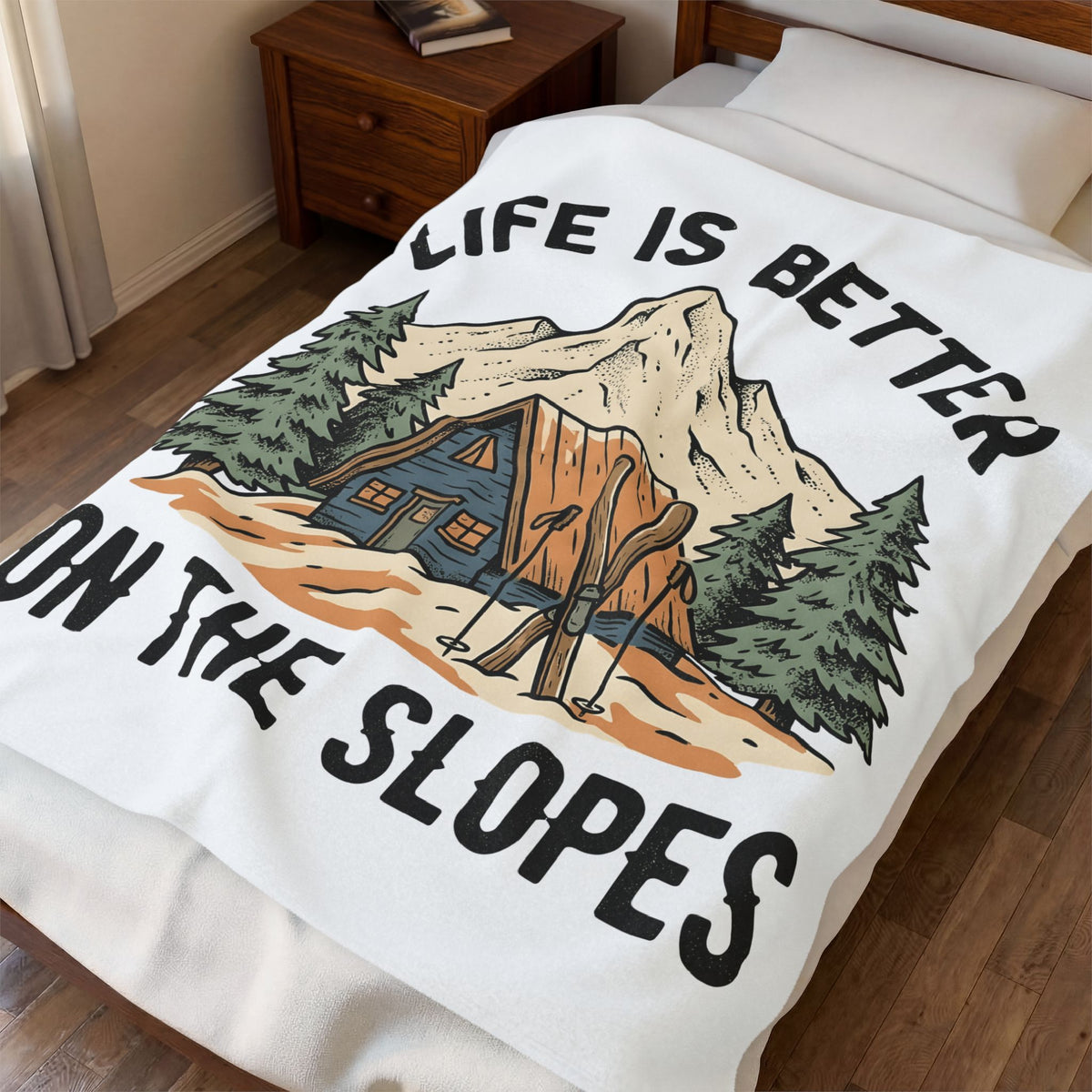 Ski Lodge Blanket Skiing Exploration Gift Women Retro Blanket Lodge Blanket Skier Enthusiast Vintage Blanket Adventure Graphic Sketch Peaks Blanket