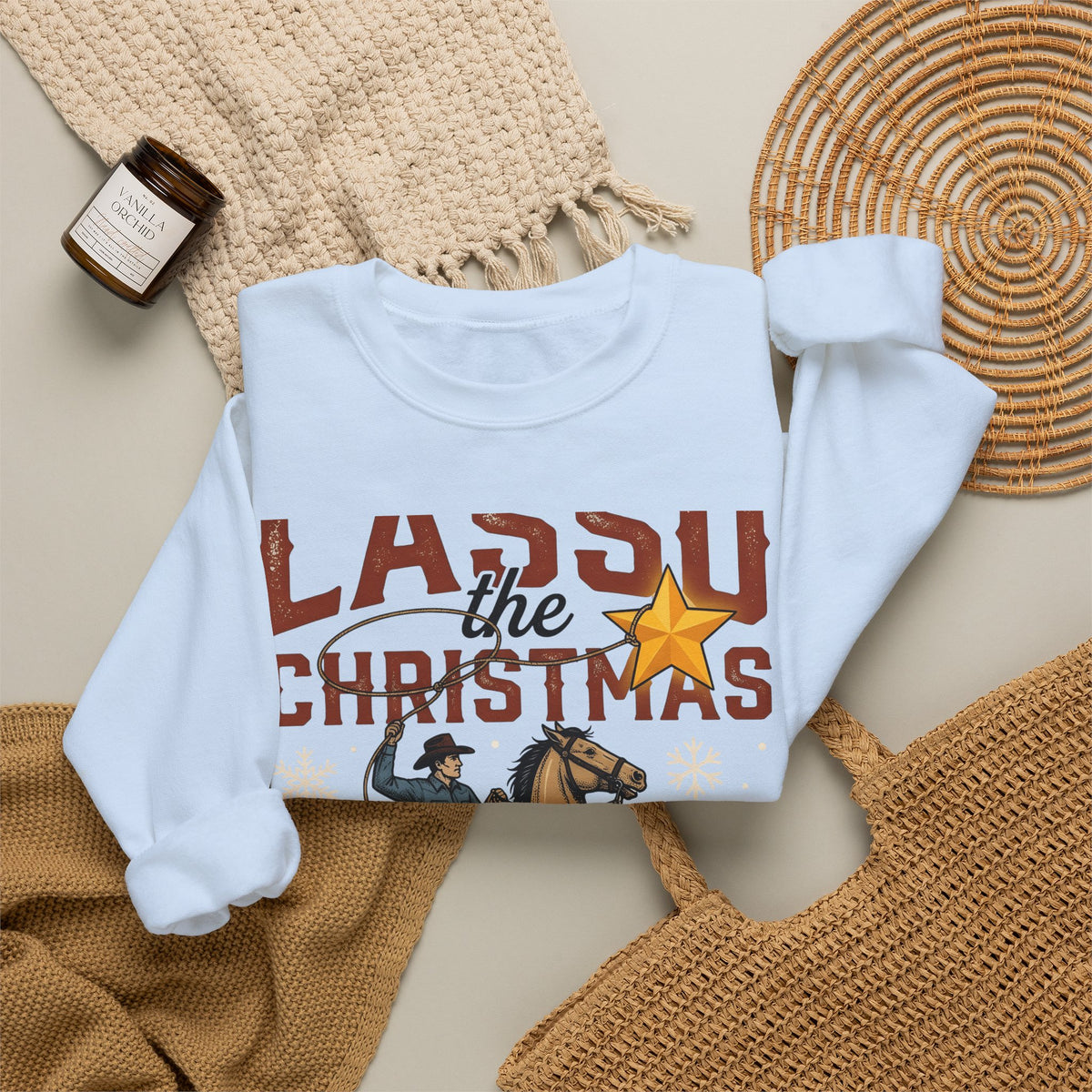 Cowboy Pony Sweatshirt Christmas Ranch Gift Women Cartoon Sweatshirt Mustang Sweatshirt Holiday Fan Comic Sweatshirt Farm Graphic Engraved Cowboy Badge Sweatshirt