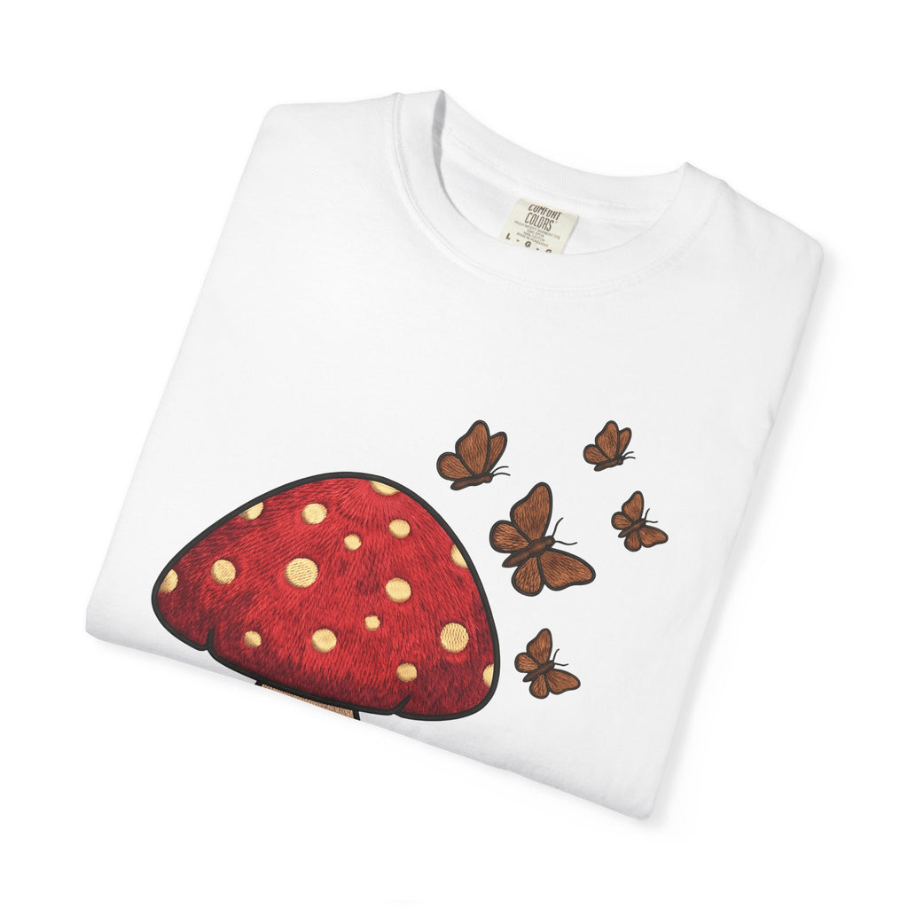 Shroom T-Shirt Boho Chic Environment Gift Women Applique T-Shirt Mushroom T-Shirt Hippie Fan Embroidered T-Shirt Eco Graphic Old-Fashioned