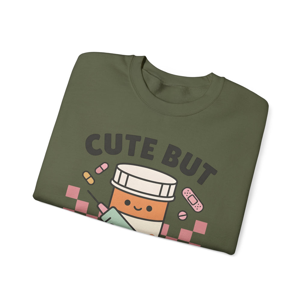 Pill Bottle Syringe Sweatshirt Nurses Medical Gift Women Kawaii Sweatshirt Medication Sweatshirt Nurse Enthusiast Cute Sweatshirt Healthcare Graphic Cartoon