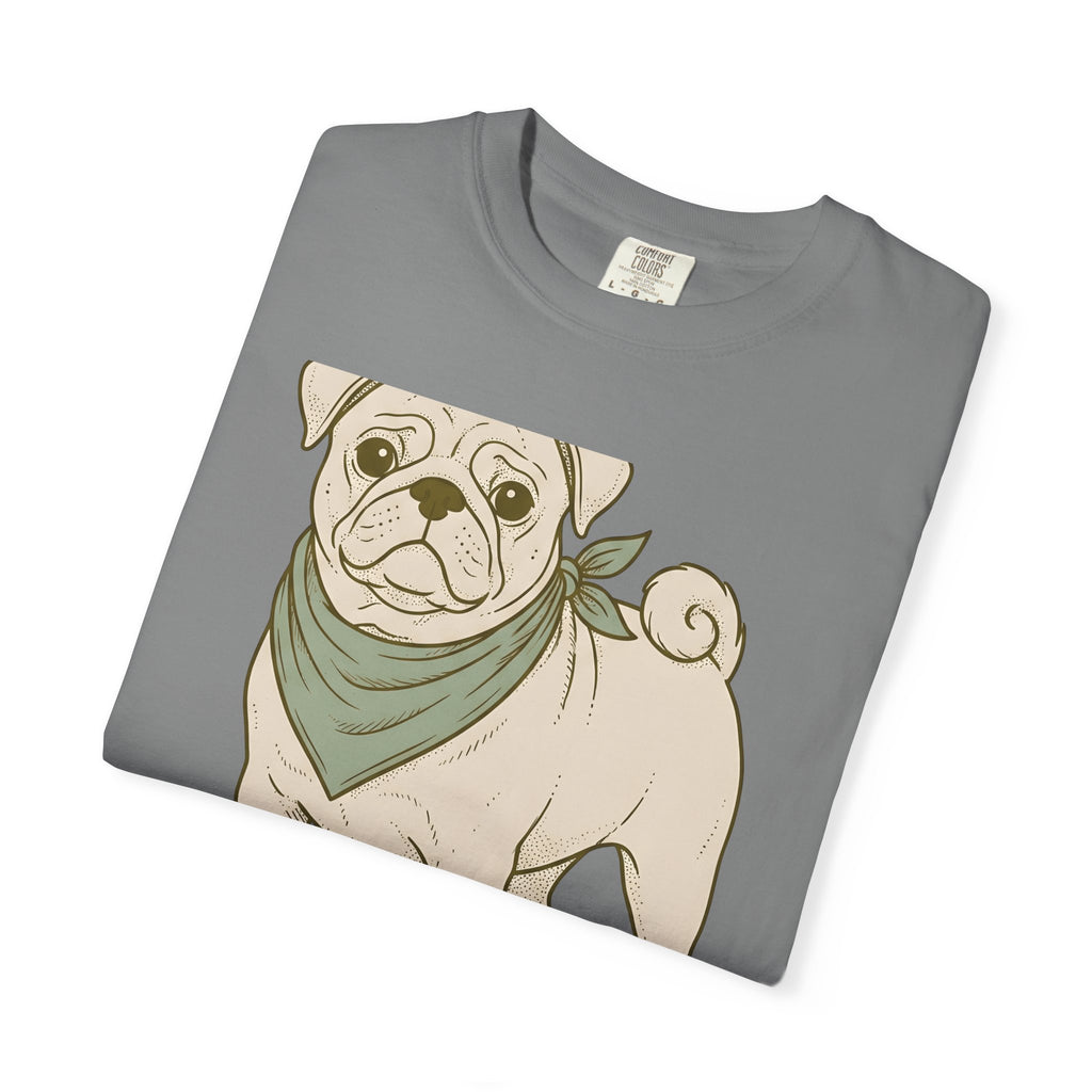 Pug Dog T-Shirt Dog Pets Gift Women Hand Drawn T-Shirt Puggle T-Shirt Dog Fan Mop Dog Graphic Pet Design Illustration Minimalist Bandana T-Shirt