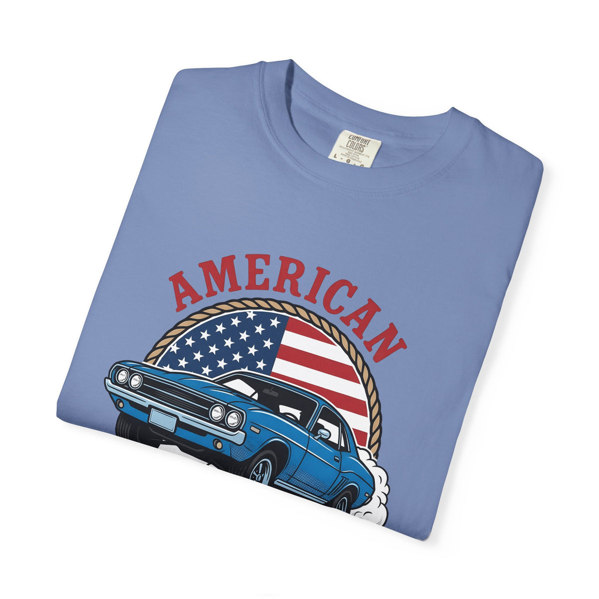 Muscle Car T-Shirt America Automotive Gift Women Vintage T-Shirt Hot Rod T-Shirt Patriot Enthusiast Classic T-Shirt Car Graphic Retro American Flag