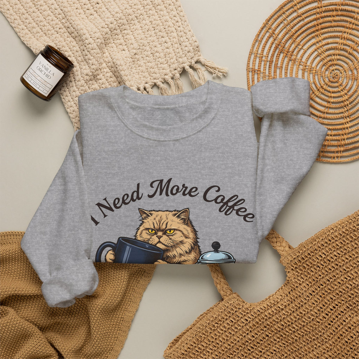 Cranky Cat Sweatshirt Cat Latte Gift Women Old School Sweatshirt Grumpy Cat Sweatshirt Cat Fan Feline Sweatshirt Coffee Graphic Doodle Sweatshirt Sweatshirt