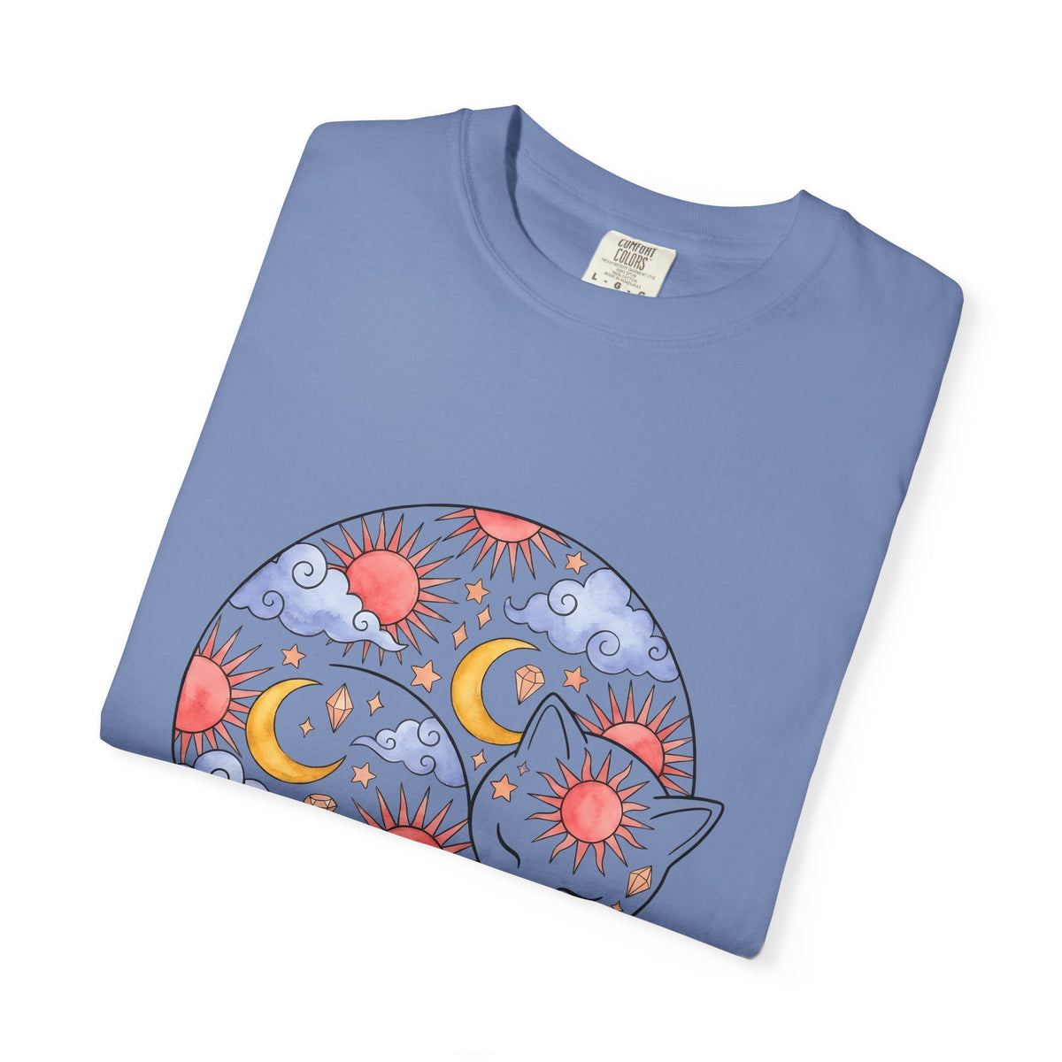 Space Cat T-Shirt Cat Constellation Gift Women Earthy T-Shirt Kitty T-Shirt Cat Fan Feline T-Shirt Galaxy Graphic Pigment Orb T-Shirt