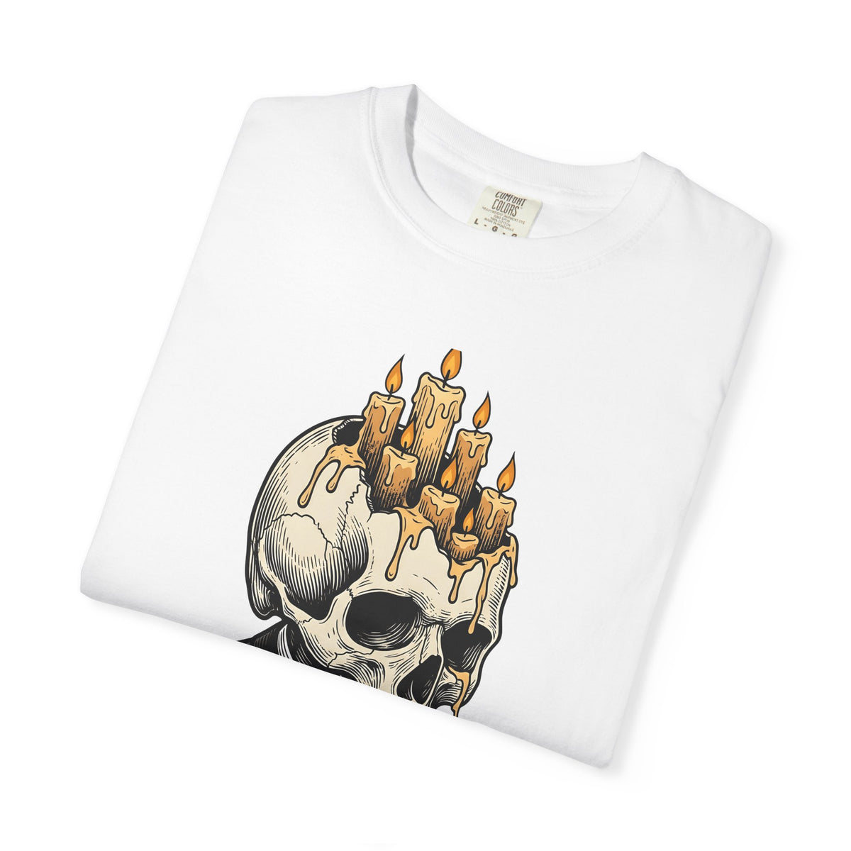 Skull Candles T-Shirt Gothic Halloween Gift Women Gothic T-Shirt Candle T-Shirt Dark Fan Cthulhu Graphic Spooky T-Shirt Vintage Wax T-Shirt