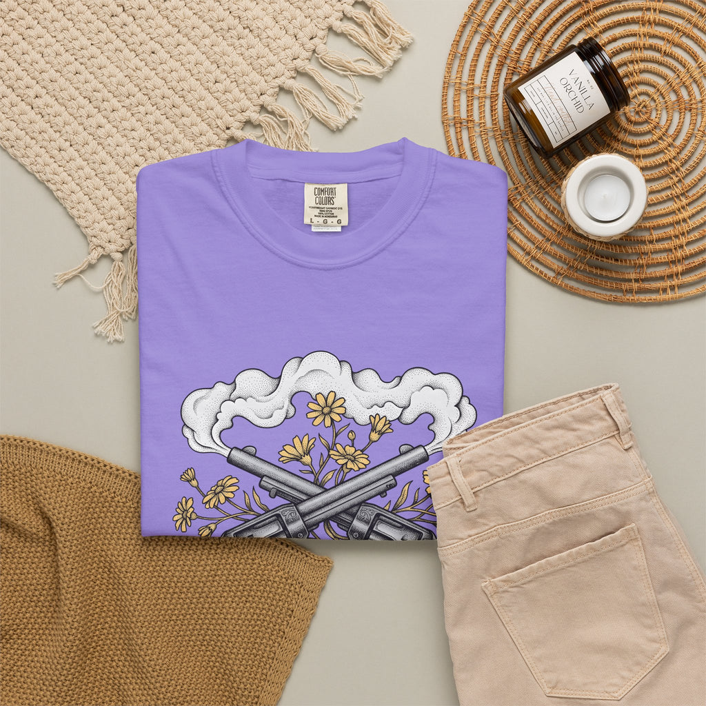 Crossed Guns T-Shirt Cowgirl Country Gift Women Neo Traditional T-Shirt Pistols T-Shirt Cowboy Fan Gunslinger T-Shirt Rural Graphic Rustic Field