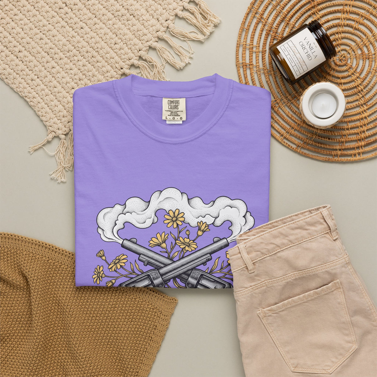 Crossed Guns T-Shirt Cowgirl Country Gift Women Neo Traditional T-Shirt Pistols T-Shirt Cowboy Fan Gunslinger T-Shirt Rural Graphic Rustic Field