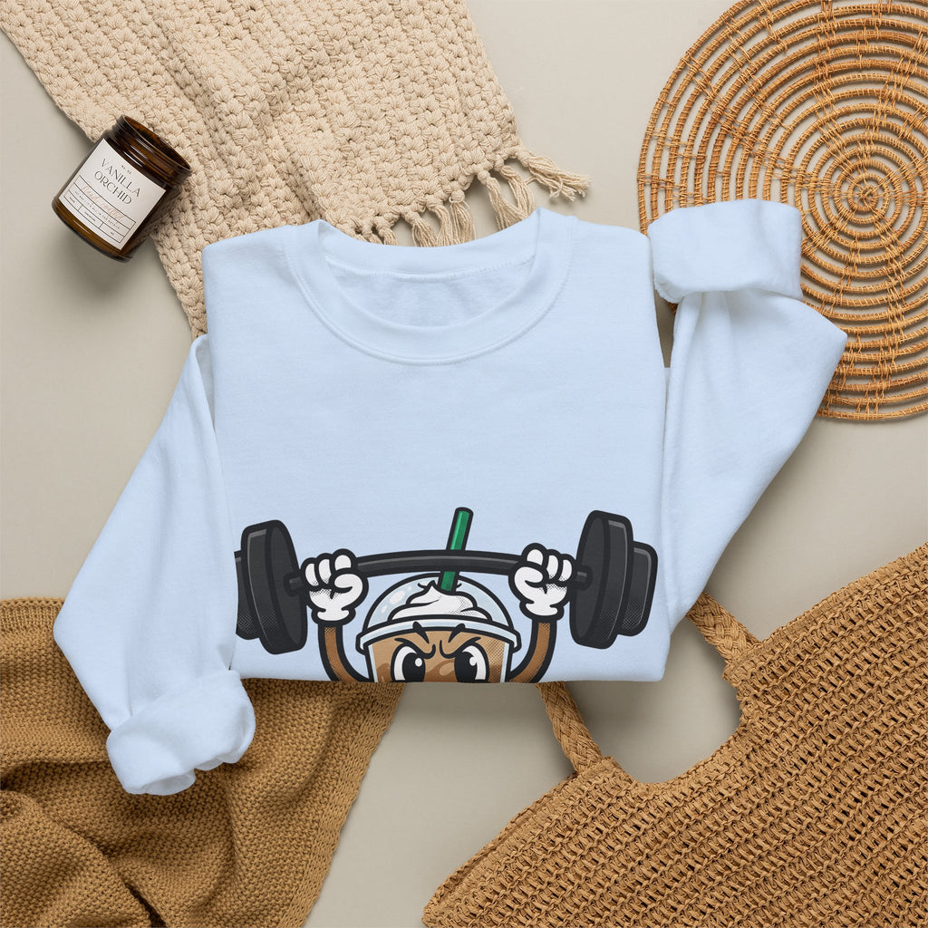 Latte Cup Icon Sweatshirt Coffee Exercise Gift Women Caricature Sweatshirt Coffee Sweatshirt Sweatshirt Coffee Fan Fitness Graphic Sweatshirt Pop Art Gym Weight