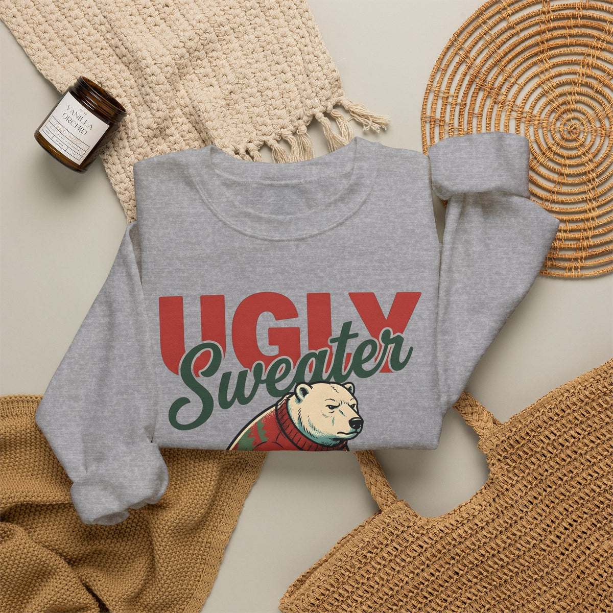 Arctic Bear Sweater Christmas Fauna Gift Nostalgic Polar Bear Xmas Fan Vintage Wildlife Doodle Sweatshirt