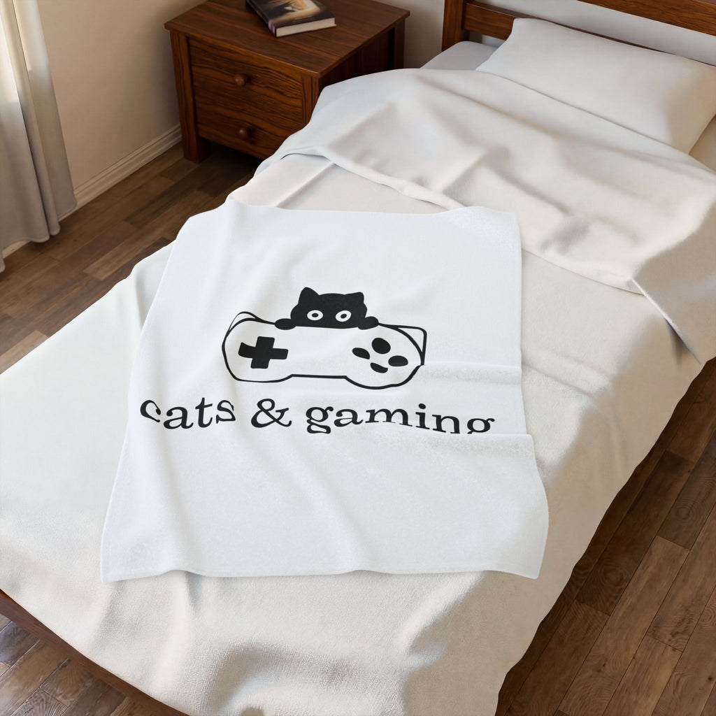 Cat Game Controller Blanket Cat Gaming Gift Women Minimalist Blanket Gamepad Blanket Feline Fan Gamer Graphic Gamer Design Modern Video Game