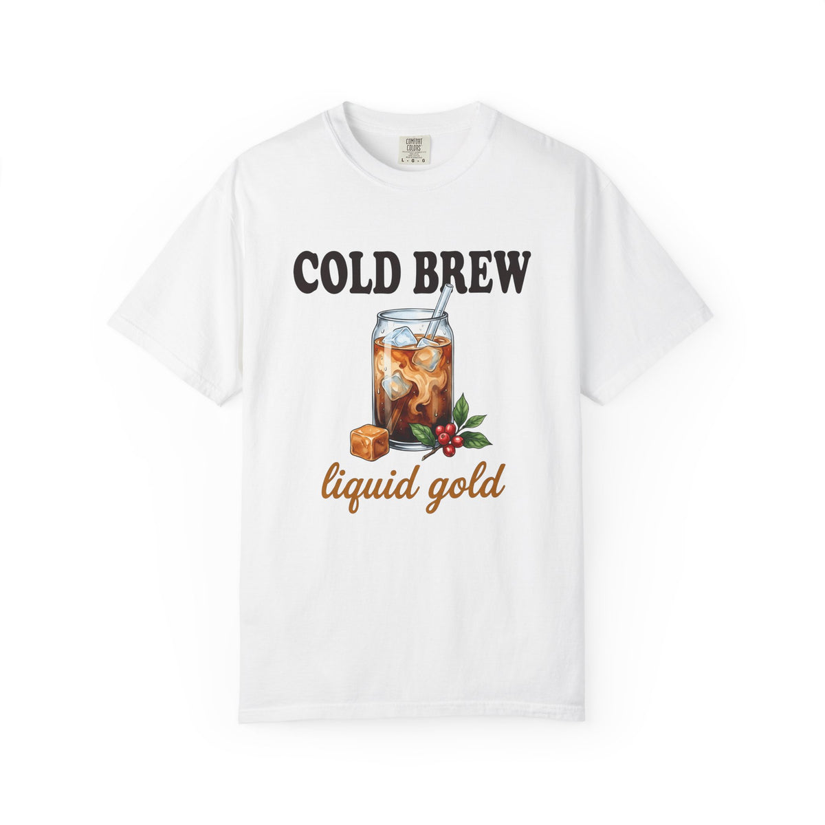 Cold Brew T-Shirt Coffee Gourmet Gift Women Hand Painted T-Shirt Cold Brew Coffee T-Shirt Coffee Fan Hand Drawn T-Shirt Gourmet Design Retro Coffee