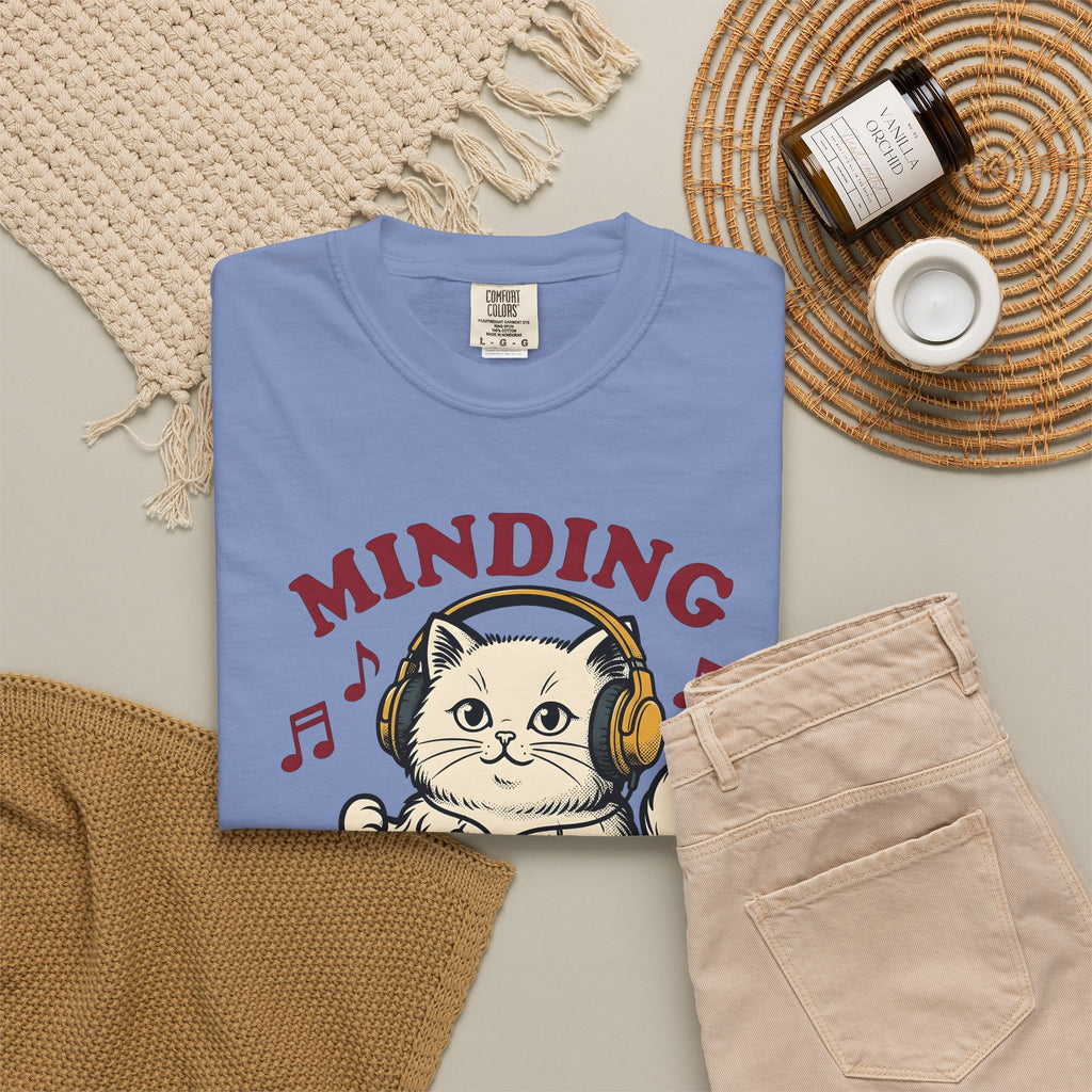 Cat Earbuds T-Shirt Cat Sound Gift Women Antique T-Shirt Headphones T-Shirt Feline Fan Earphone T-Shirt Audio Graphic Throwback Audio Cassette