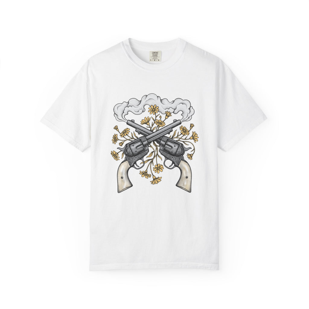 Crossed Guns T-Shirt Cowgirl Country Gift Women Neo Traditional T-Shirt Pistols T-Shirt Cowboy Fan Gunslinger T-Shirt Rural Graphic Rustic Field