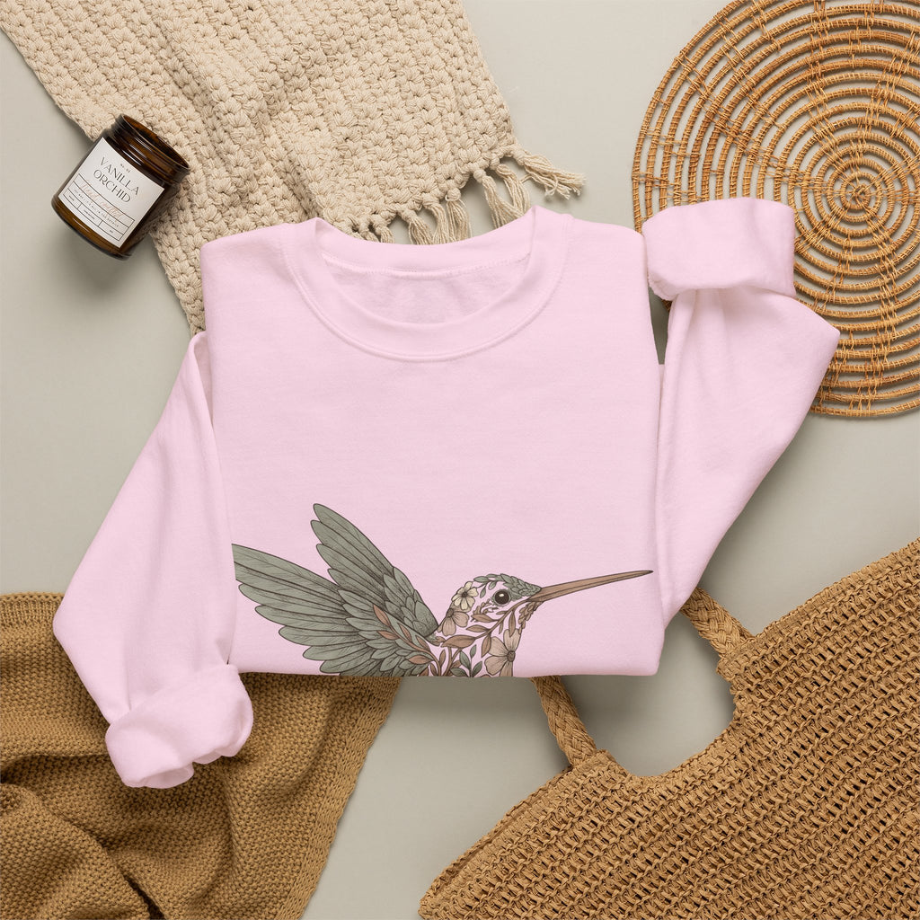 Hummingbird Floral Sweatshirt Boho Chic Nature Gift Women Boho Sweatshirt Hummingbird Sweatshirt Bohemian Fan Tribal Sweatshirt Environmental Graphic Hand