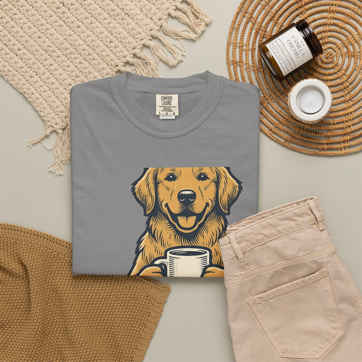 Golden Retriever Dog Coffee Gift Vintage Retriever Dog Fan Puppy Coffee Hand Drawn Coffee T-Shirt