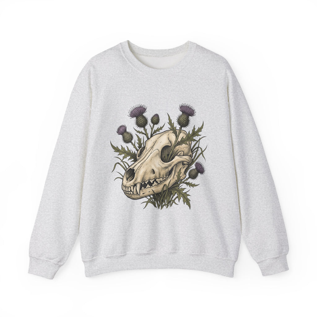 Animal Skull Sweatshirt Animals & Flowers Spooky Gift Women Sketch Sweatshirt Cranium Sweatshirt Wildlife Fan Illustration Graphic Sweatshirt Hand Drawn