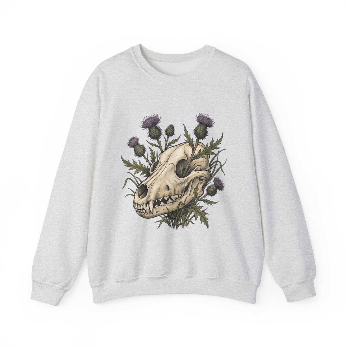 Animal Skull Sweatshirt Animals & Flowers Spooky Gift Women Sketch Sweatshirt Cranium Sweatshirt Wildlife Fan Illustration Graphic Sweatshirt Hand Drawn