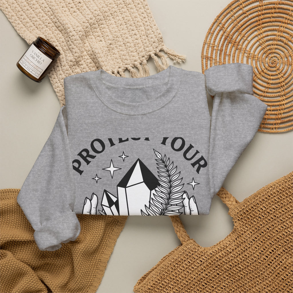 Crystal Hands Sweatshirt Boho Chic Spirituality Gift Women Line Art Sweatshirt Healing Crystal Sweatshirt Boho Fan Illustrative Design Spiritual Graphic