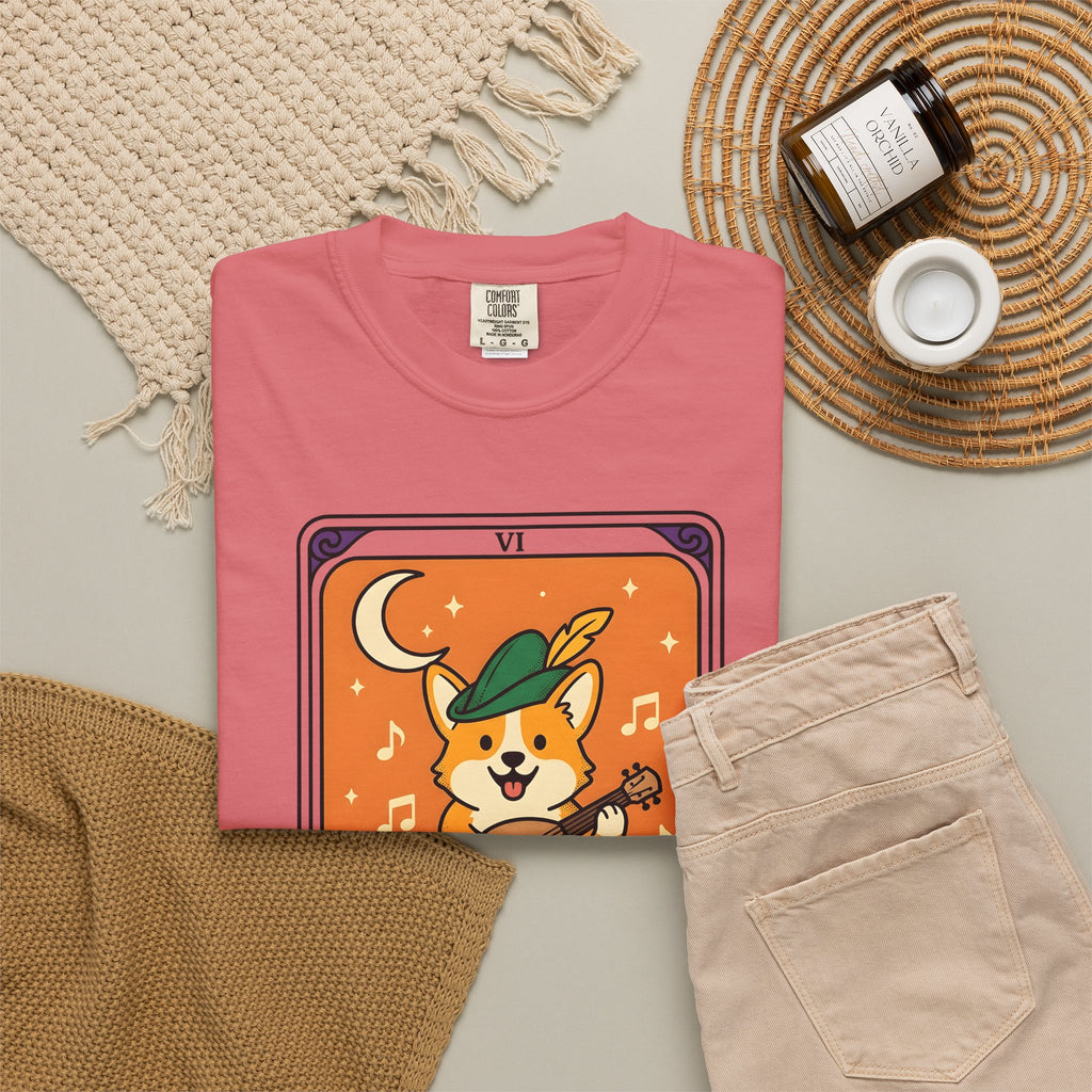 Corgi Performer T-Shirt Boho Chic Animal Gift Women Anime T-Shirt Pembroke Welsh Corgi T-Shirt Bohemian Fan Manga T-Shirt Animal Graphic Hand Drawn