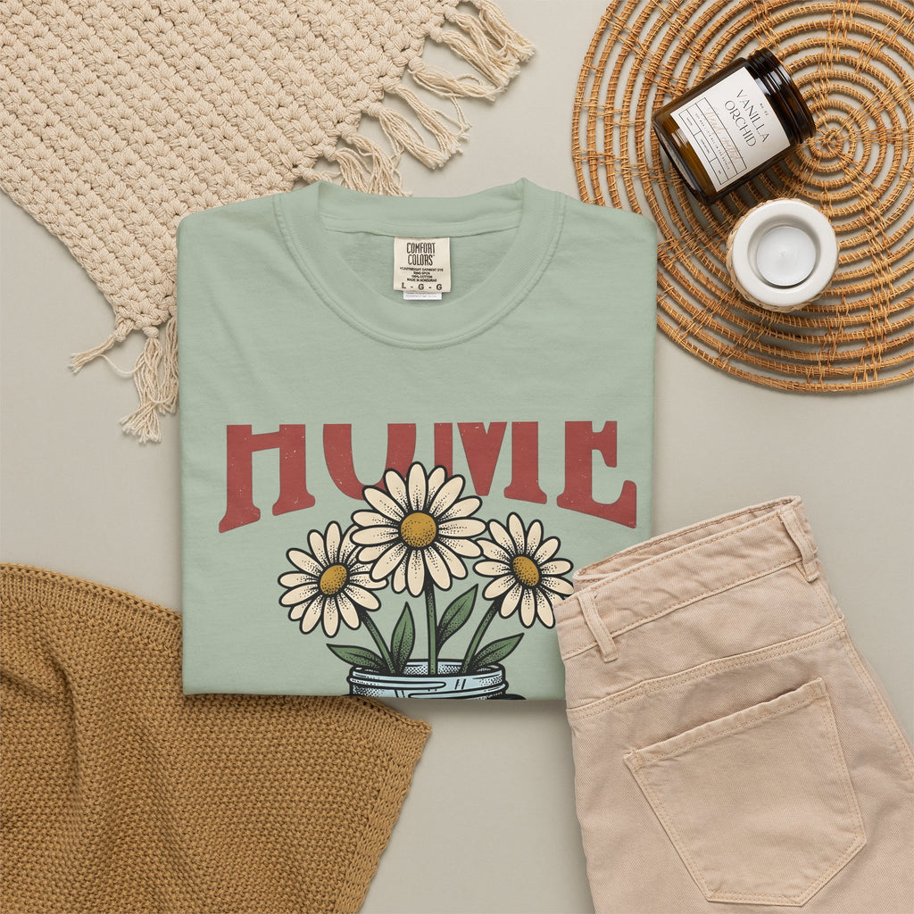 Daisy Glass Jar T-Shirt America Country Gift Women Retro T-Shirt Mason Jar T-Shirt Patriot Fan Vintage T-Shirt Rural Graphic Sketch Flag Ribbon