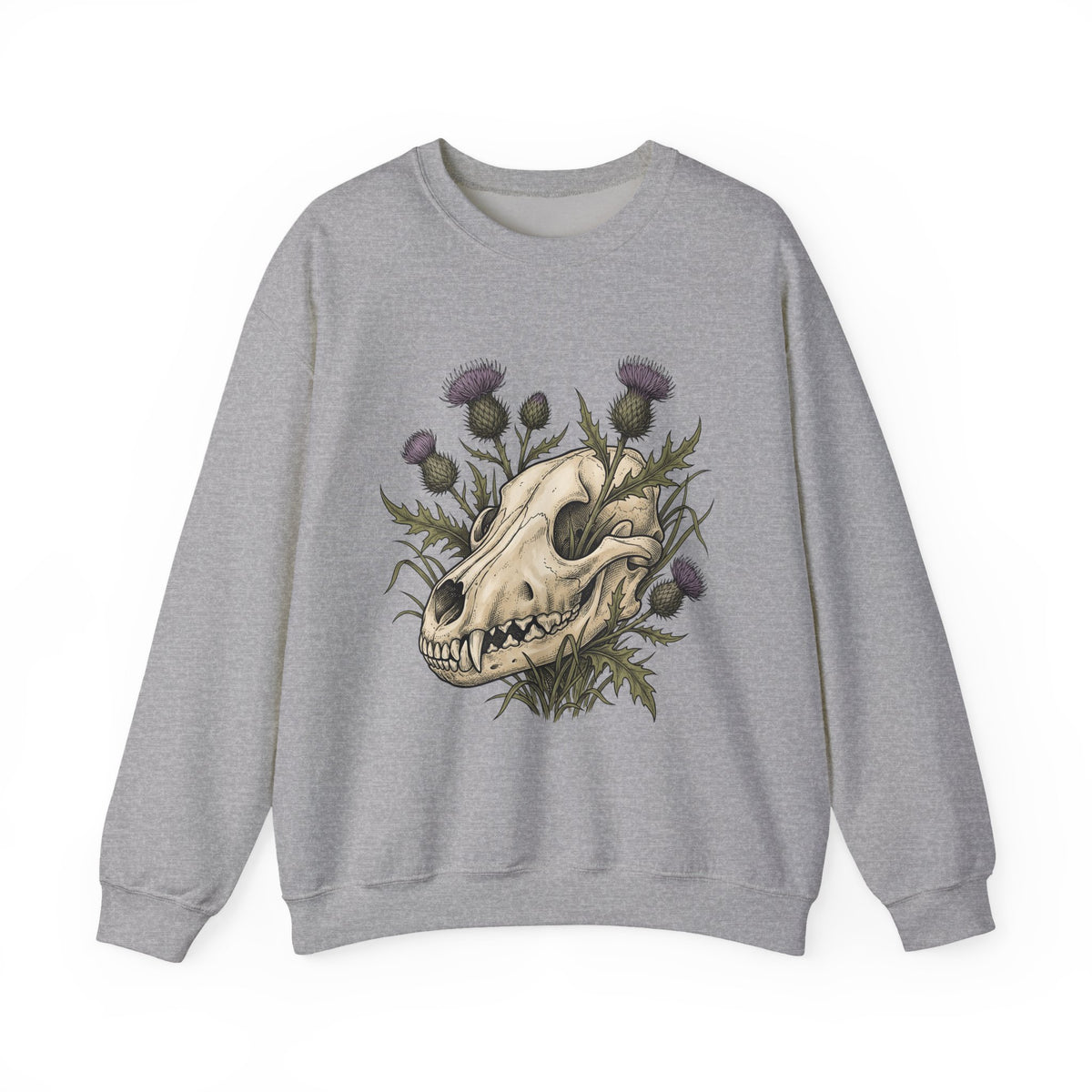 Animal Skull Sweatshirt Animals & Flowers Spooky Gift Women Sketch Sweatshirt Cranium Sweatshirt Wildlife Fan Illustration Graphic Sweatshirt Hand Drawn