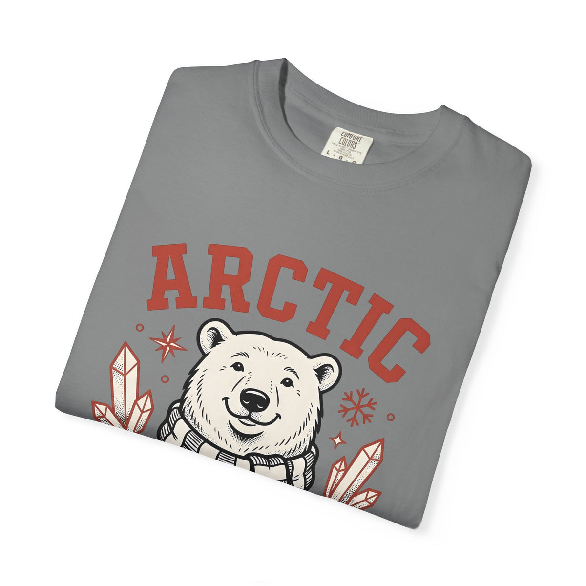 White Bear T-Shirt Christmas Cold Season Gift Women Comic T-Shirt Polar Bear T-Shirt Winter Fan Cartoon T-Shirt Frost Graphic Retro Ice Crystals