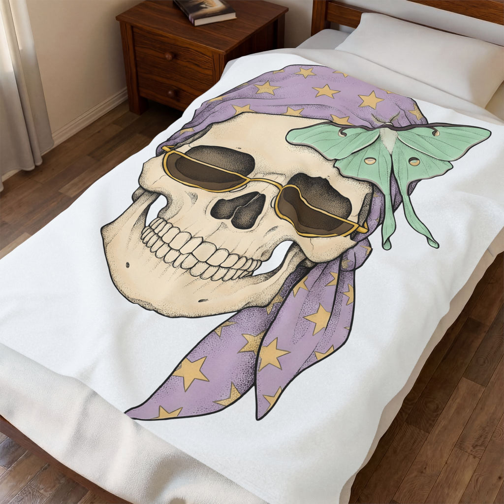 Skull Handkerchief Blanket Boho Chic Gothic Fashion Gift Women Ethnic Blanket Bandana Blanket Bohemian Fan Tribal Blanket Dark Graphic Rustic
